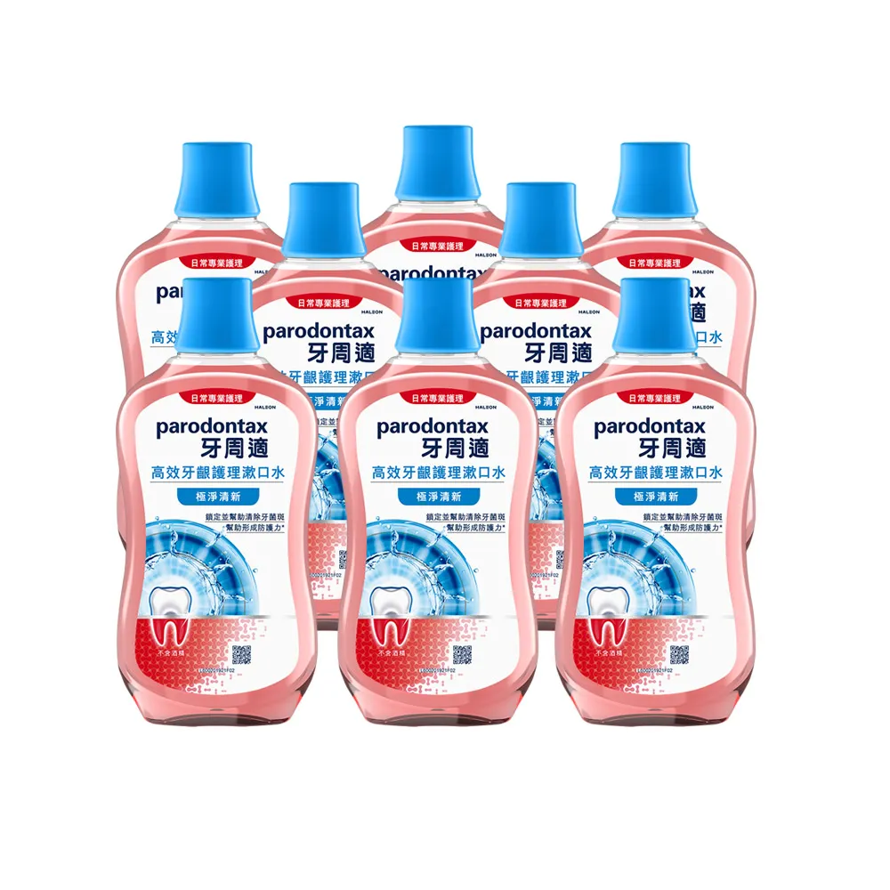 【Parodontax 牙周適】高效牙齦護理漱口水 500mlX8入(極淨清新/溫和薄荷)