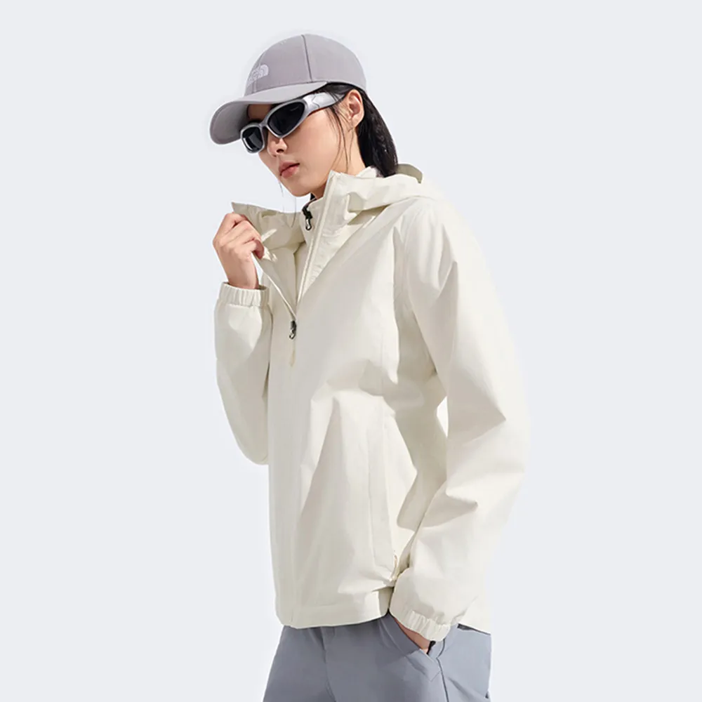 【The North Face】北面女款米白色DRYVENT防水衝鋒衣｜8EYGQLI(外套)