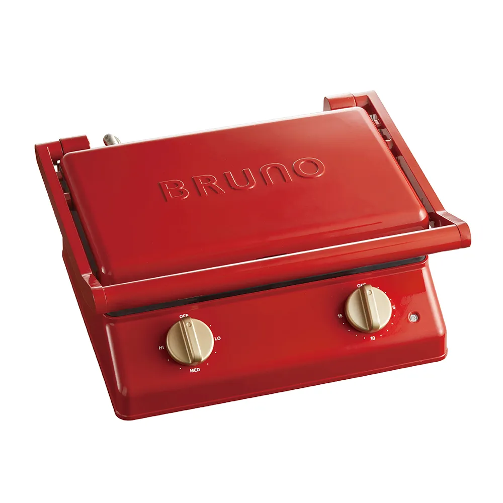【BRUNO】日本BRUNO雙版厚燒三明治機(蘋果紅BOE084RDKE/熱壓吐司/帕里尼機)