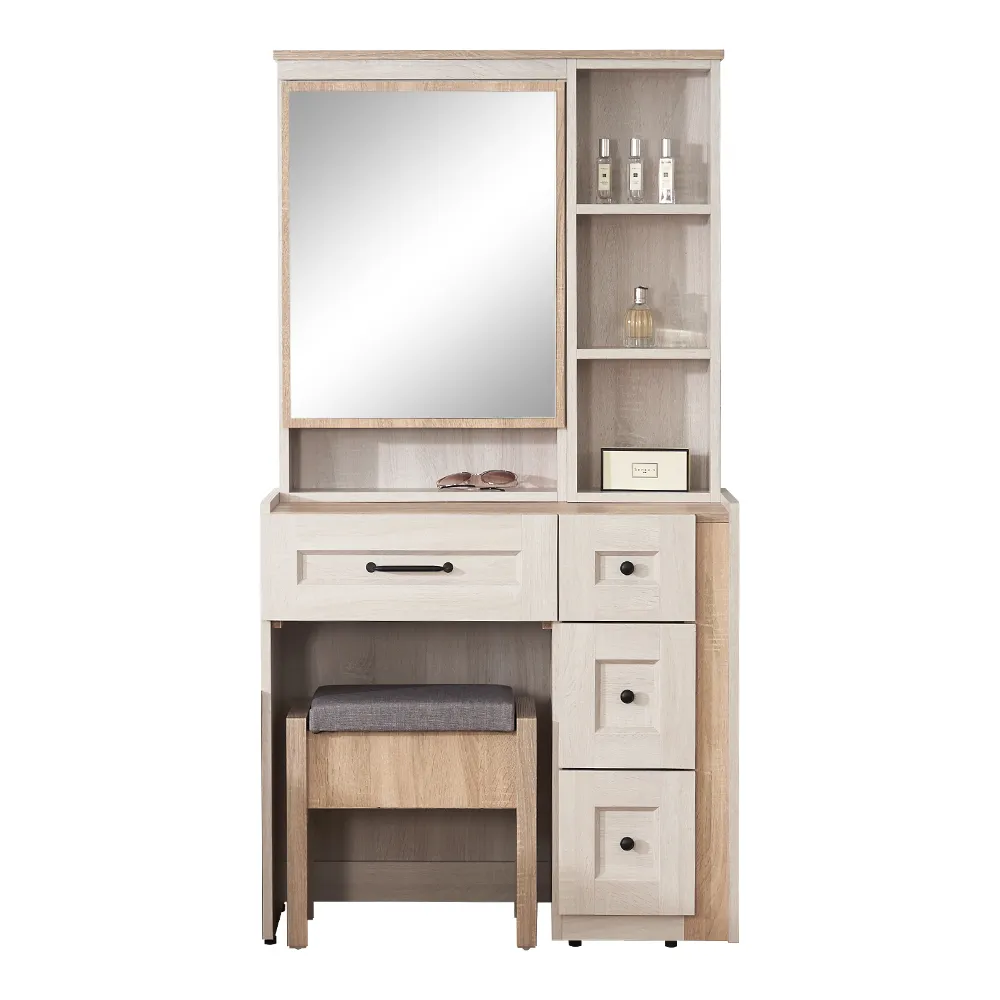 【時尚屋】[RT9]諾拉莊園2.7尺化妝台-含椅子RT9-F104+F105(運費 免組裝 臥室系列 化妝台)