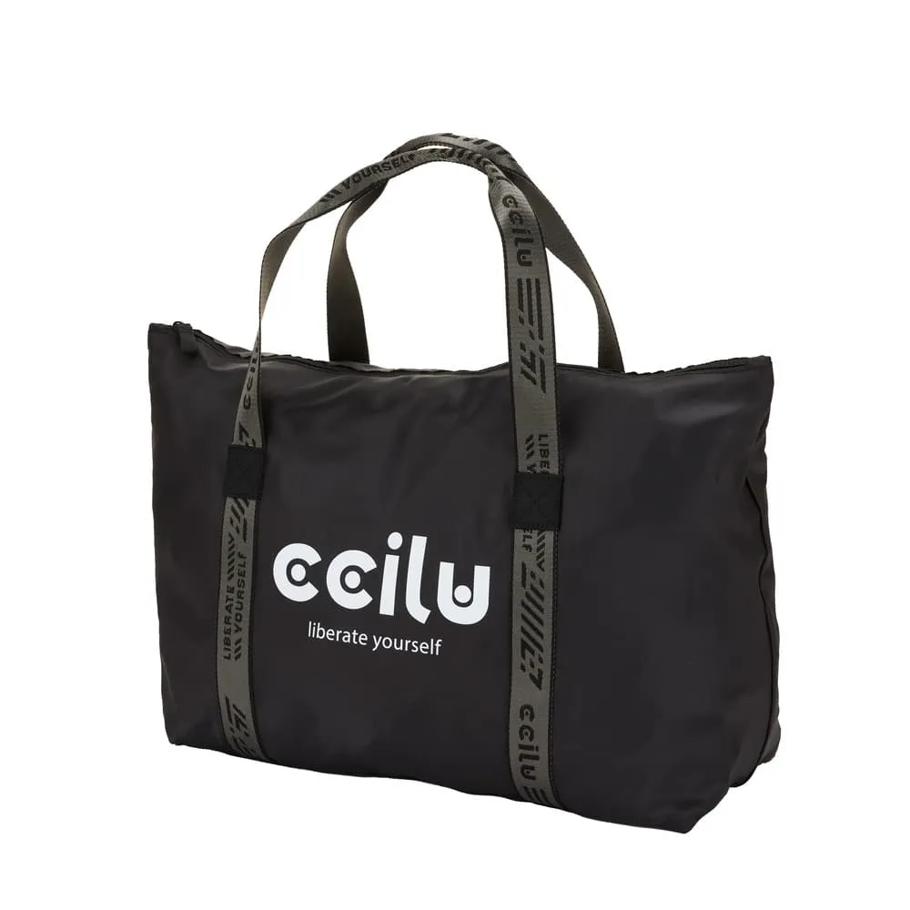 【CCILU 馳綠】官方直營 品牌造型 織帶拖特包- 黑