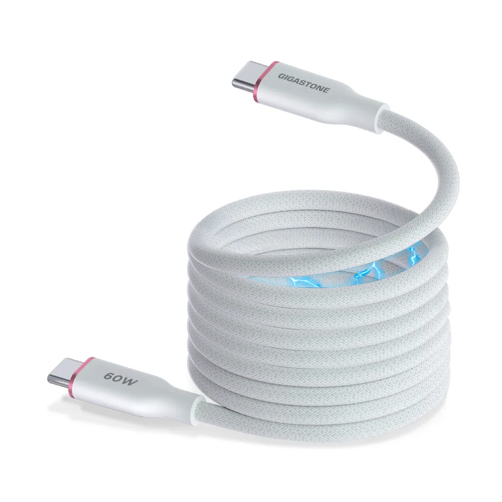 【Gigastone 立達國際】60W USB-C to C 磁吸傳輸充電線 CC-7801W (iPhone17/三星手機/筆電/平板快充線)