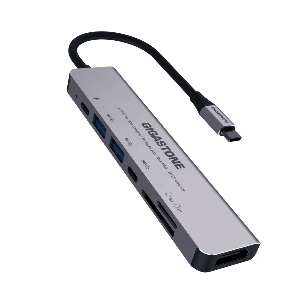 【Gigastone 立達國際】7合1多功能 100W PD充電 Type-C HUB集線器(HUB-P7/USB/Type-C/SD/HDMI/Micro SD)