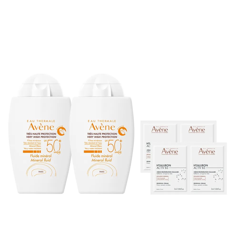 【Avene 雅漾】官方直營 物理防曬液SPF50 40ml 2入組(特殊美容後/敏感肌推薦)