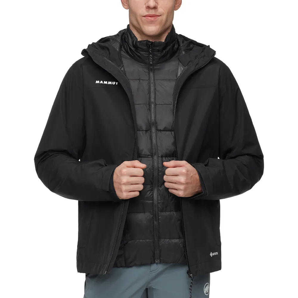 【Mammut 長毛象】Treeline 3 in 1 HS Hooded Jacket AF GTX兩件式防水羽絨外套 男款  黑色 #1010-32190