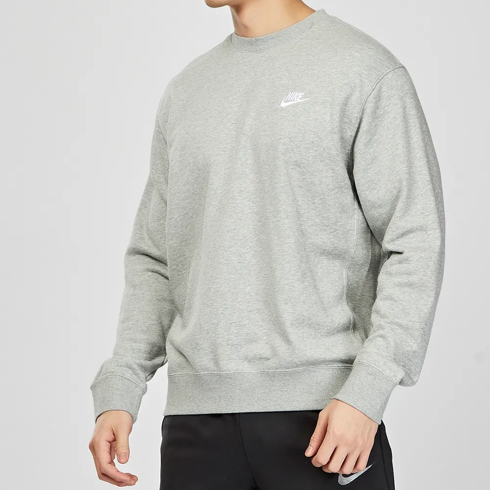 【NIKE 耐吉】CLUB CRW BB 男子 灰色 棉質 刺繡 保暖 長袖 大學T BV2667-063