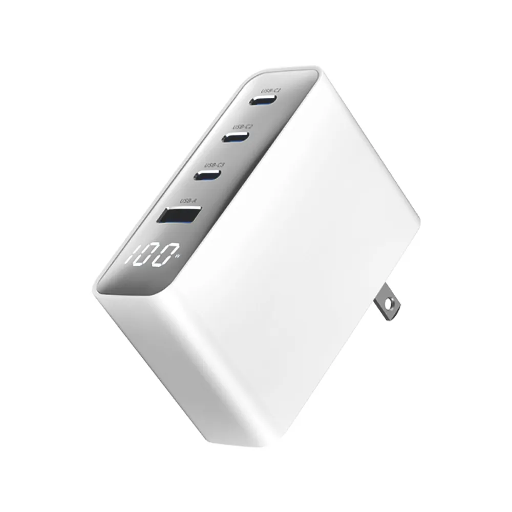 【YOMIX 優迷】100W氮化鎵數據顯示四孔快充充電器(Type-C/USB/筆電快充/豆腐頭/充電頭/I18適用)