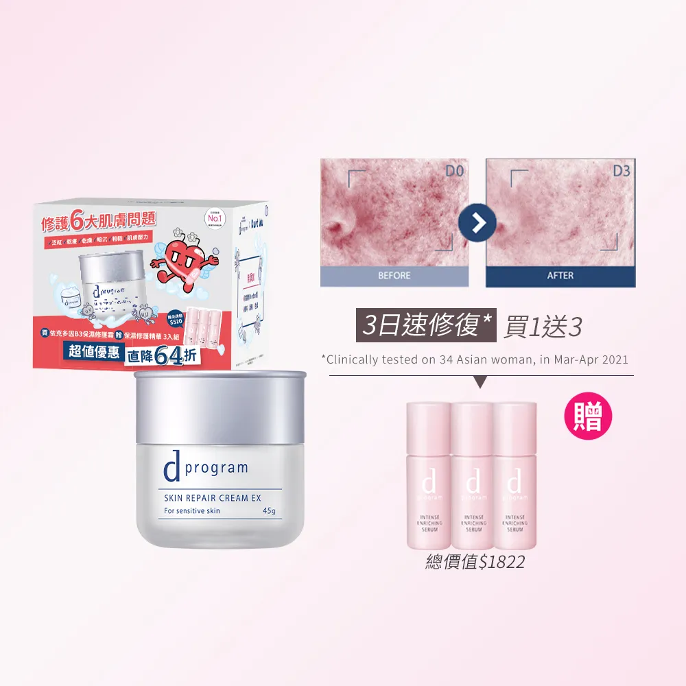 【d program 敏感話題】依克多因B3保濕修護霜KURT聯名組 (依克多因B3保濕修護霜+保濕精華6mlx3)