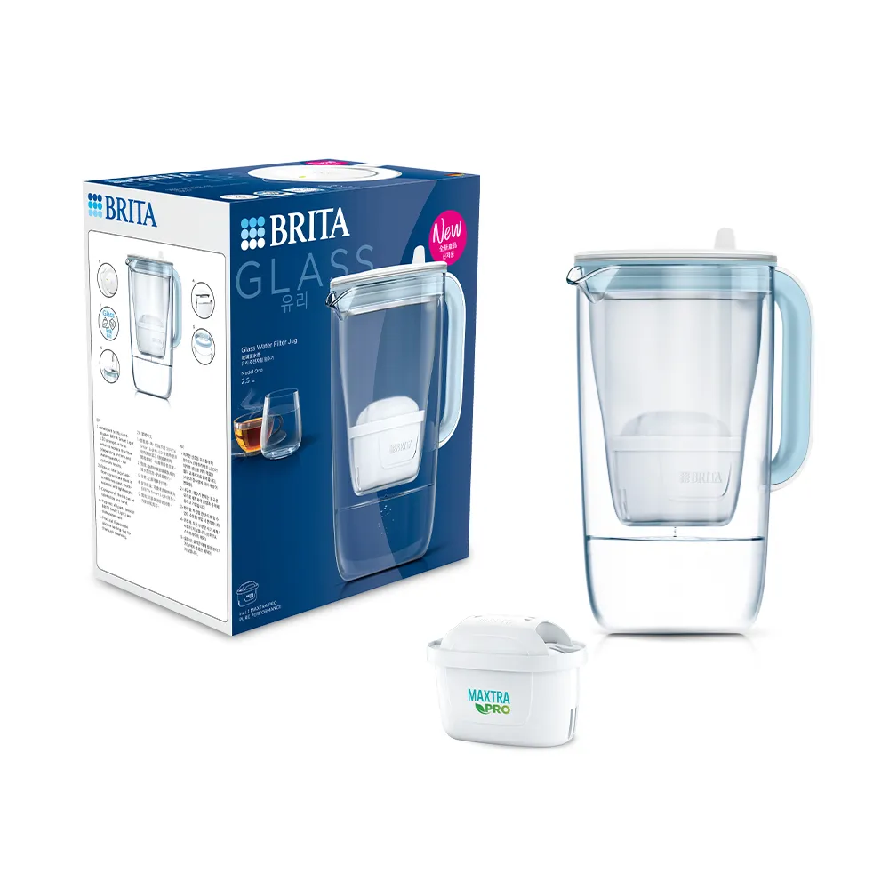 【BRITA】官方直營 玻璃濾水壺+MXPRO濾芯3入(共1壺4芯)