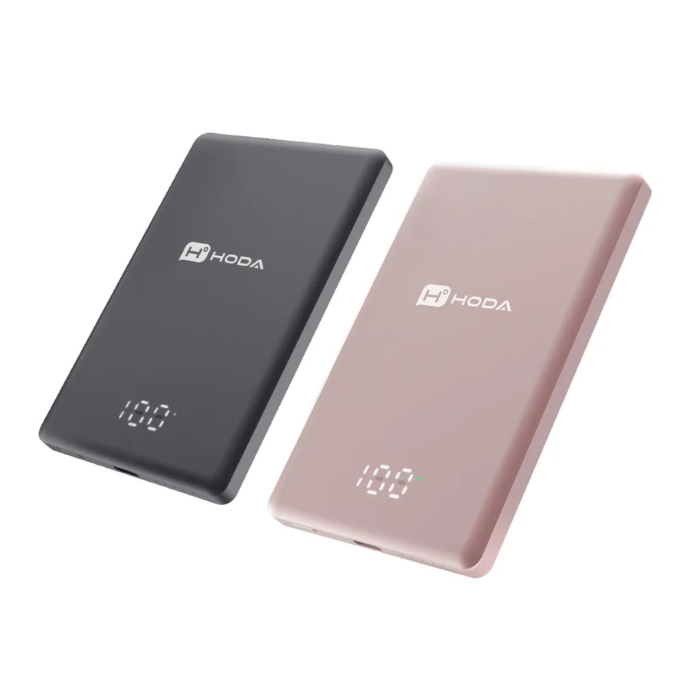 【hoda】PB02M 5000mAh 20W 單孔輸出 磁吸式鋁合金超薄行動電源(無線/MagSafe/PD快充)