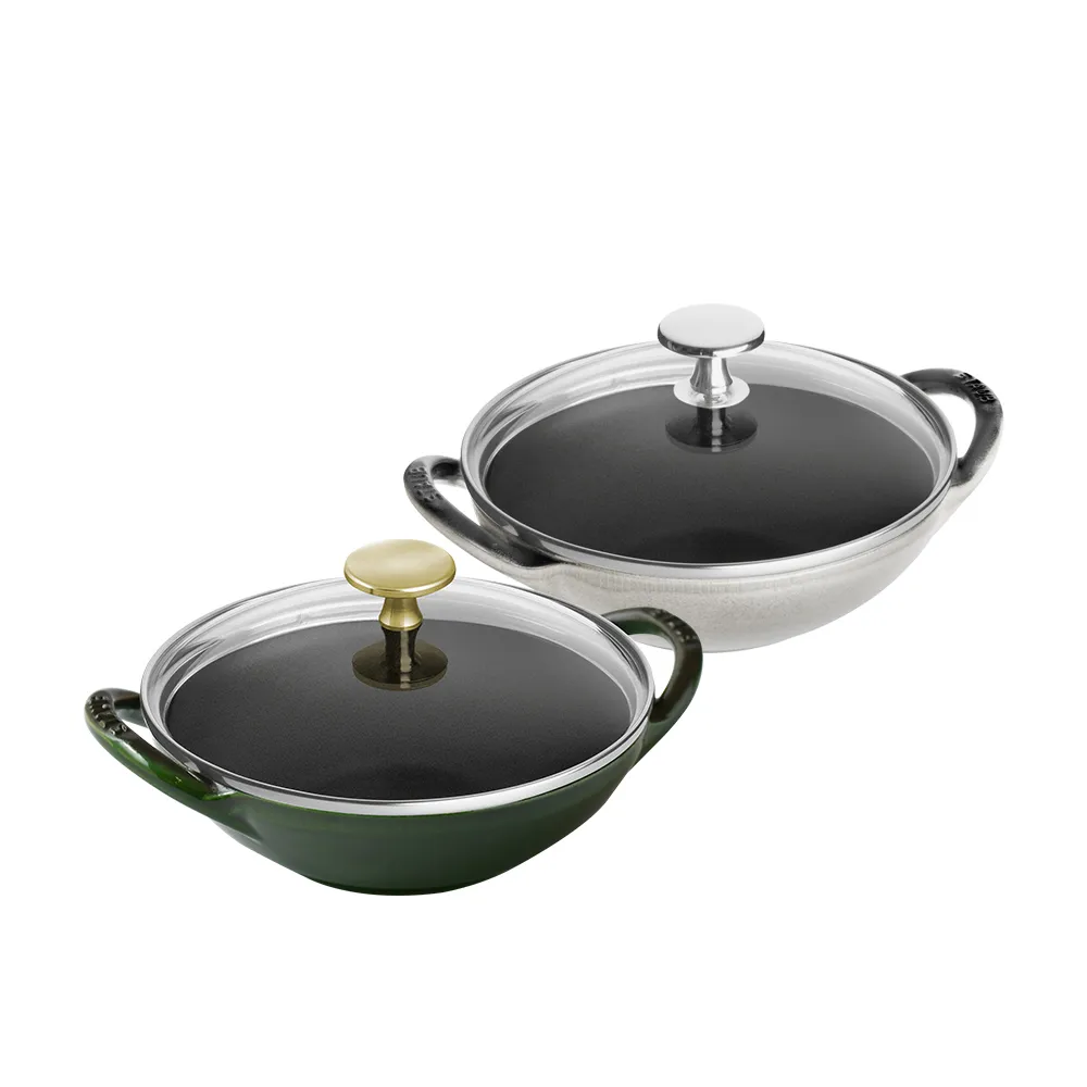 【STAUB】迷你煲琺瑯鑄鐵鍋16cm2件組(德國雙人牌集團官方直營)