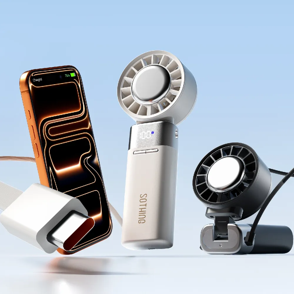 【SOTHING 向物】續航up!自帶線行動電源x折疊冰敷高速手持風扇 冰炫(5000mAh 可上飛機 掛脖 製冷 usb風扇)