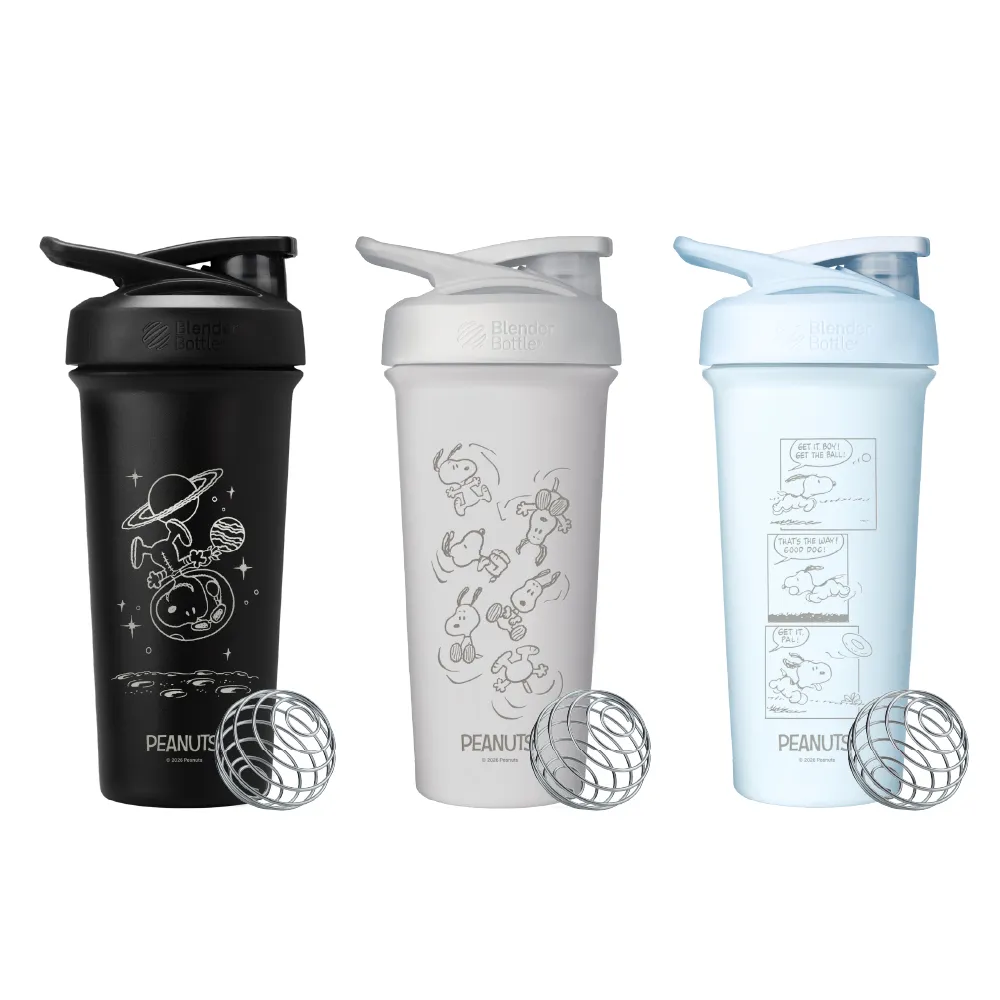 【Blender Bottle】史努比 Peanuts 按壓防漏水壺 25oz/740ml(BlenderBottle/Strada/運動水壺/冰霸杯)