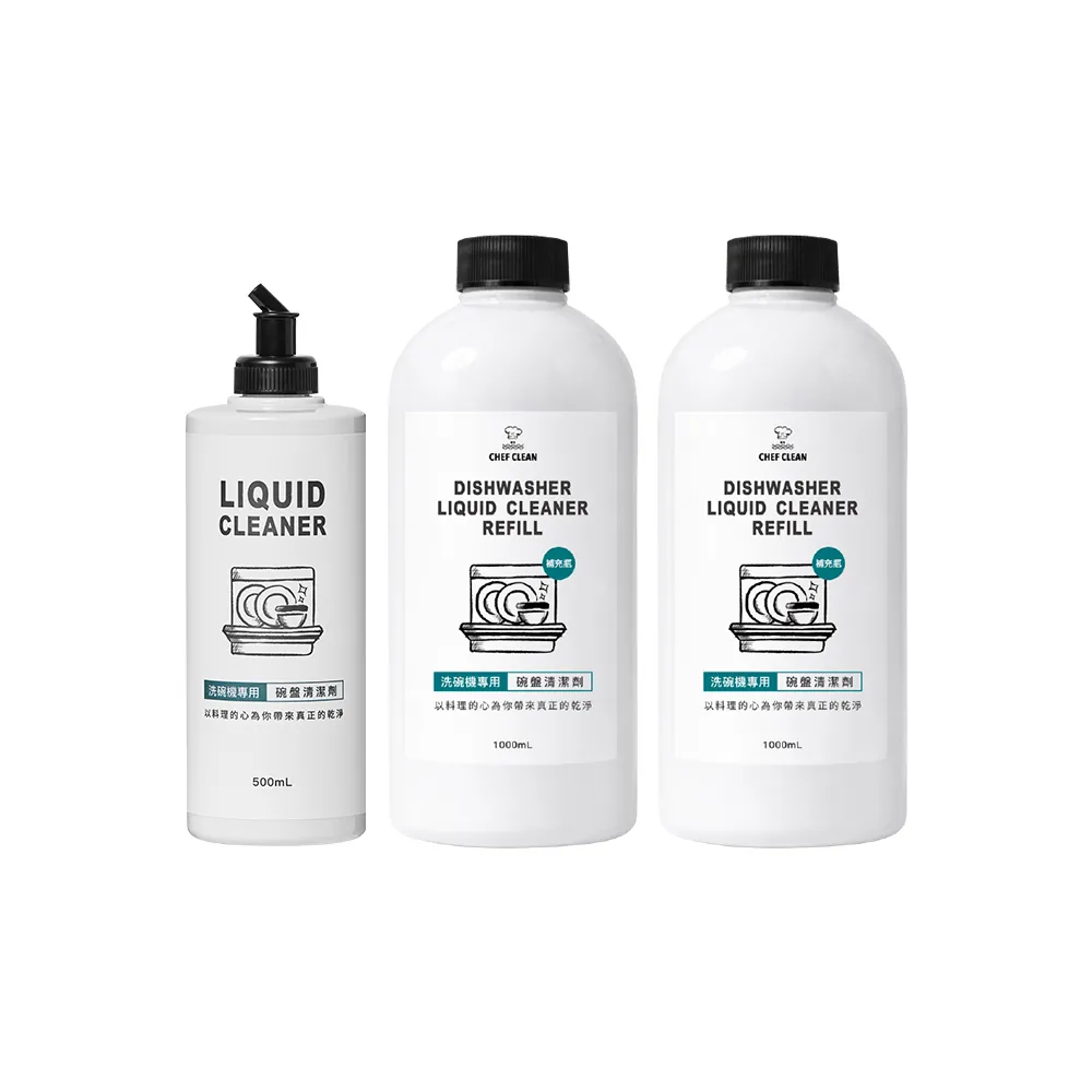 【淨毒五郎】洗碗機專用碗盤清潔劑家庭組500ml+補充瓶1000ml二入