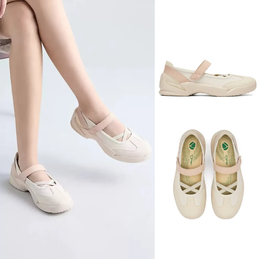 【Clarks】女鞋 輕鬆走 Tri Ease Jen真皮魔鬼氈瑪莉珍 休閒鞋 (粉色)(CLF87346C)