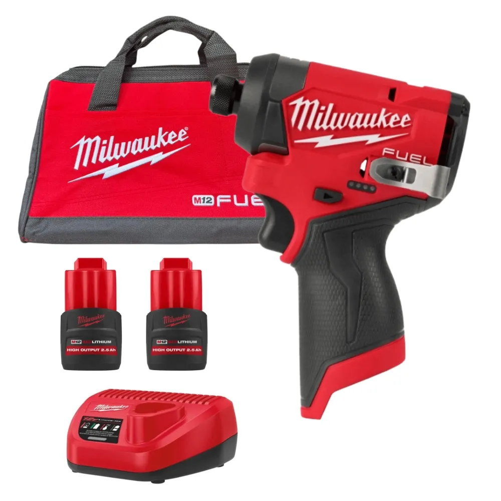 【Milwaukee 美沃奇】M12FID2 鋰電 無刷 起子機(M12 FID2主機+雙2.5電池+充電器+原廠提袋)