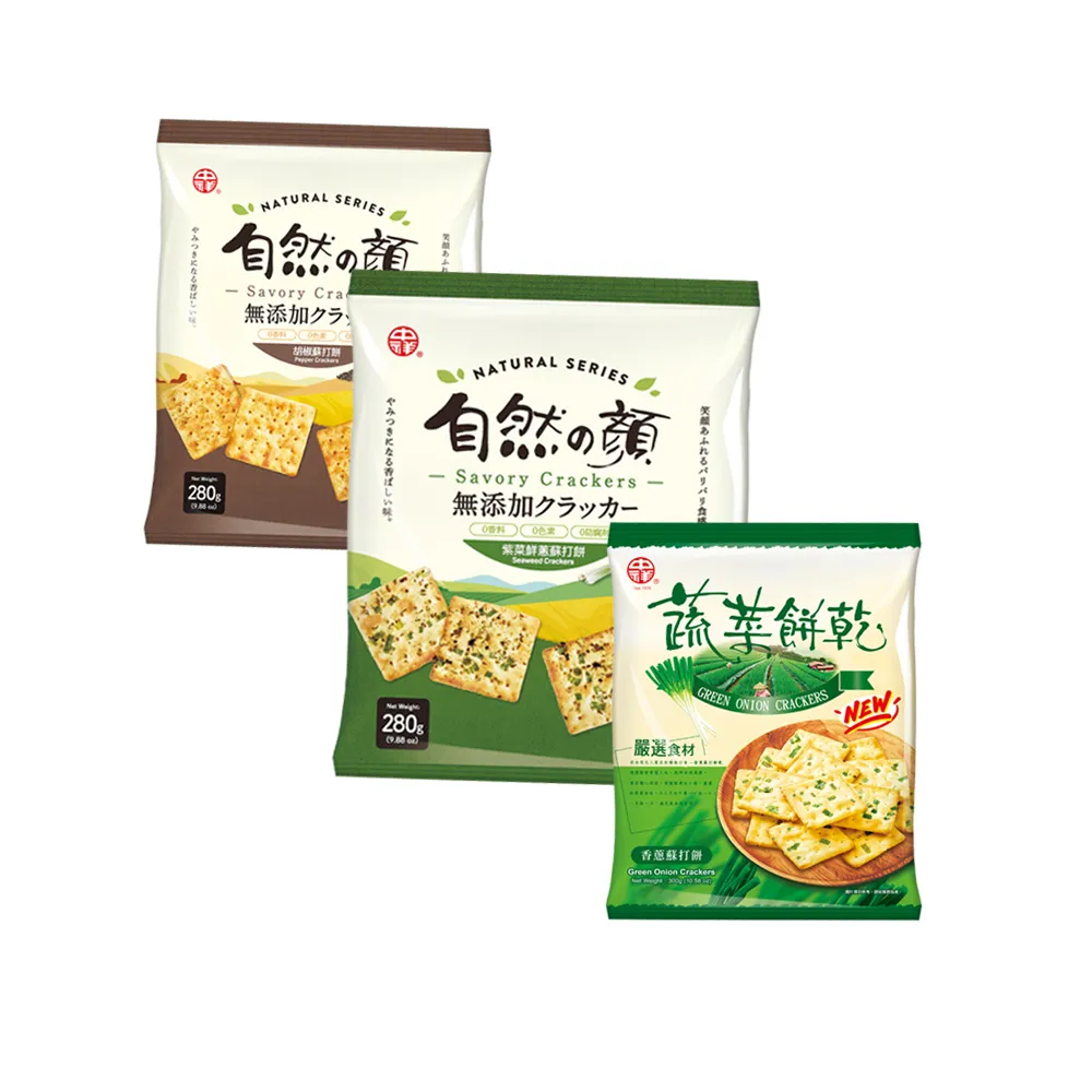 【中祥】自然之顏蘇打餅乾12入/箱 (紫菜/香蔥/胡椒/地震颱風防災/零食)