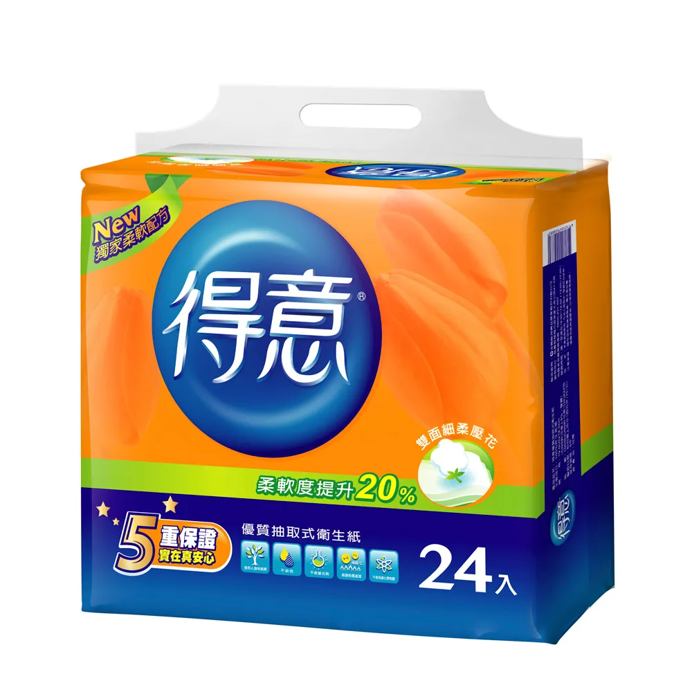 【得意】優質抽取式衛生紙(100抽x24包x3袋)