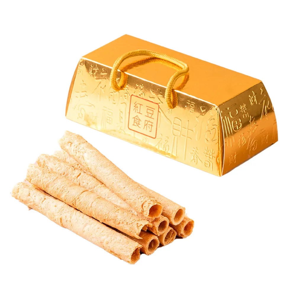 【紅豆食府】原味蛋捲金磚小提盒-6入/盒*2盒(過年送禮_禮盒_年節_禮盒_餅乾_禮盒_春節禮盒)