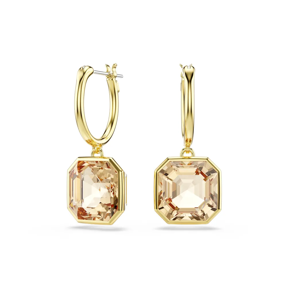 【SWAROVSKI 施華洛世奇】官方直營 Millenia 水滴形耳環 方形切割 焦糖色 | 5731148