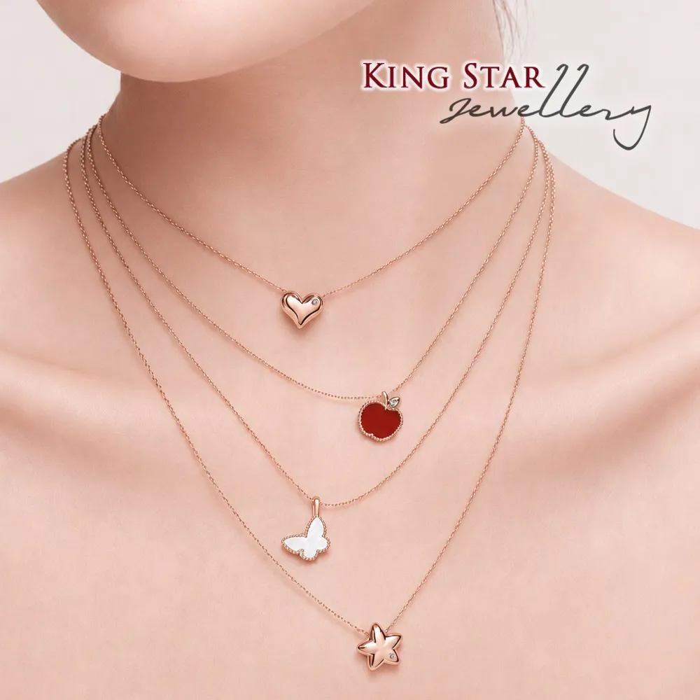 【King Star】秋日優惠!! 18K玫瑰金 天然鑽石項鍊-多款任選
