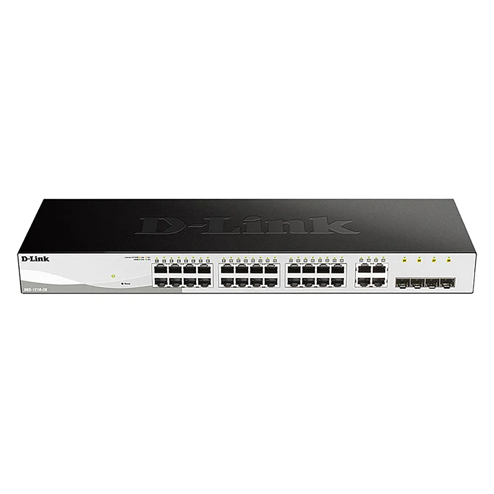 【D-Link】DGS-1210-28 28埠 28port Giga L2智慧型網管交換器/Gigabit/RJ45/SFP光纖/19吋機架/台灣製造