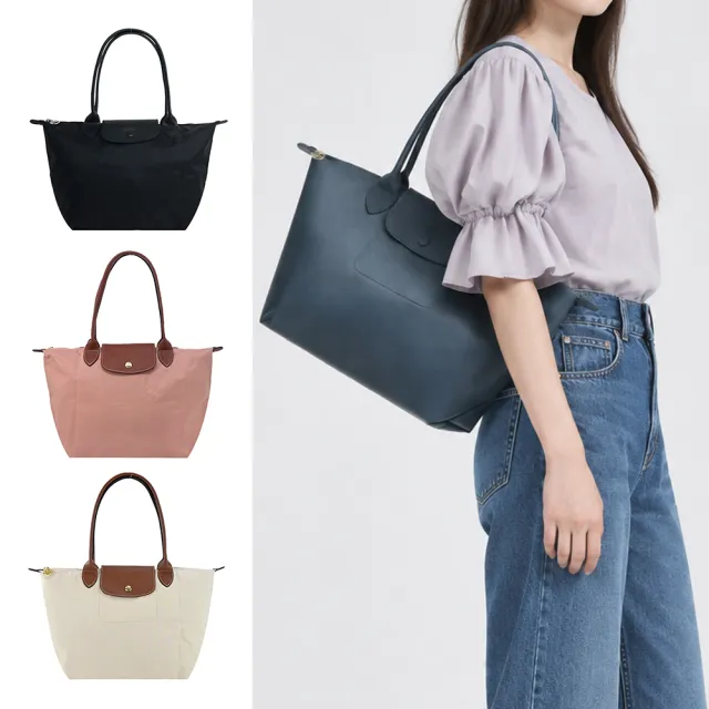 【LONGCHAMP】LE PLIAGE ORIGINAL/GREEN系列原創/刺繡摺疊肩背包(中/多款選)