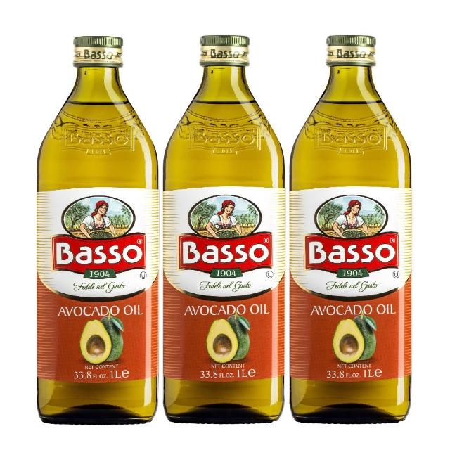【BASSO 巴碩】義大利純天然酪梨油 1000ml x3瓶 超值組_cp(適合各式高溫料理)