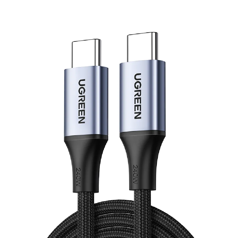 【綠聯】USB Type-C to Type-C 安全超快充傳輸線 240W 金屬編織 深空灰 1公尺