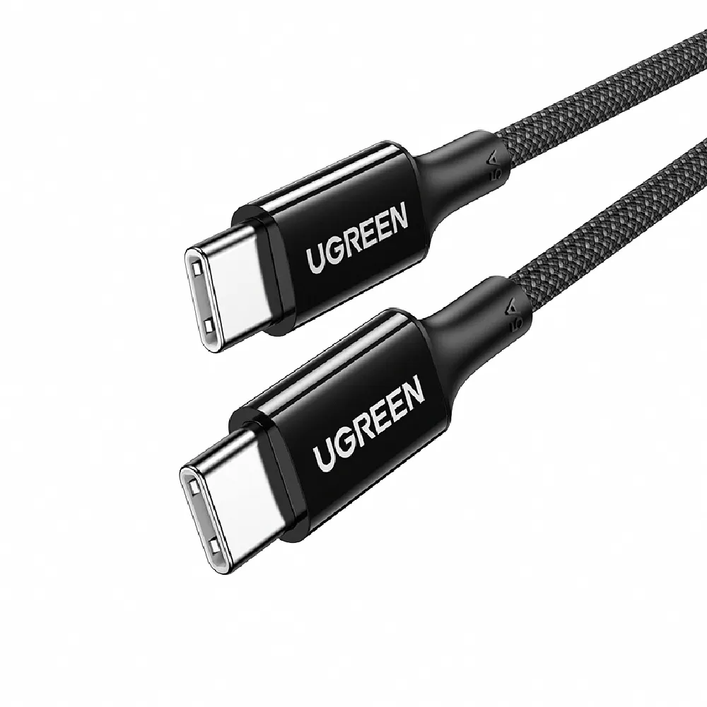 【綠聯】100W 雙USB-C 快充充電線/傳輸線 彩虹編織版 黑色1公尺