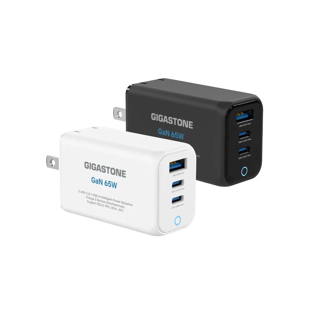 【Gigastone 立達國際】65W GaN氮化鎵三孔USB-C快充充電器 PD-7657(支援手機/筆電/平板快充)