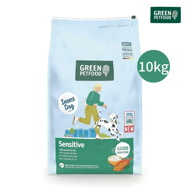 【Green Petfood 綠自然】即期良品 昆蟲蛋白+大米 無麩質低敏成犬飼料 10KG(狗飼料 效期20270304)