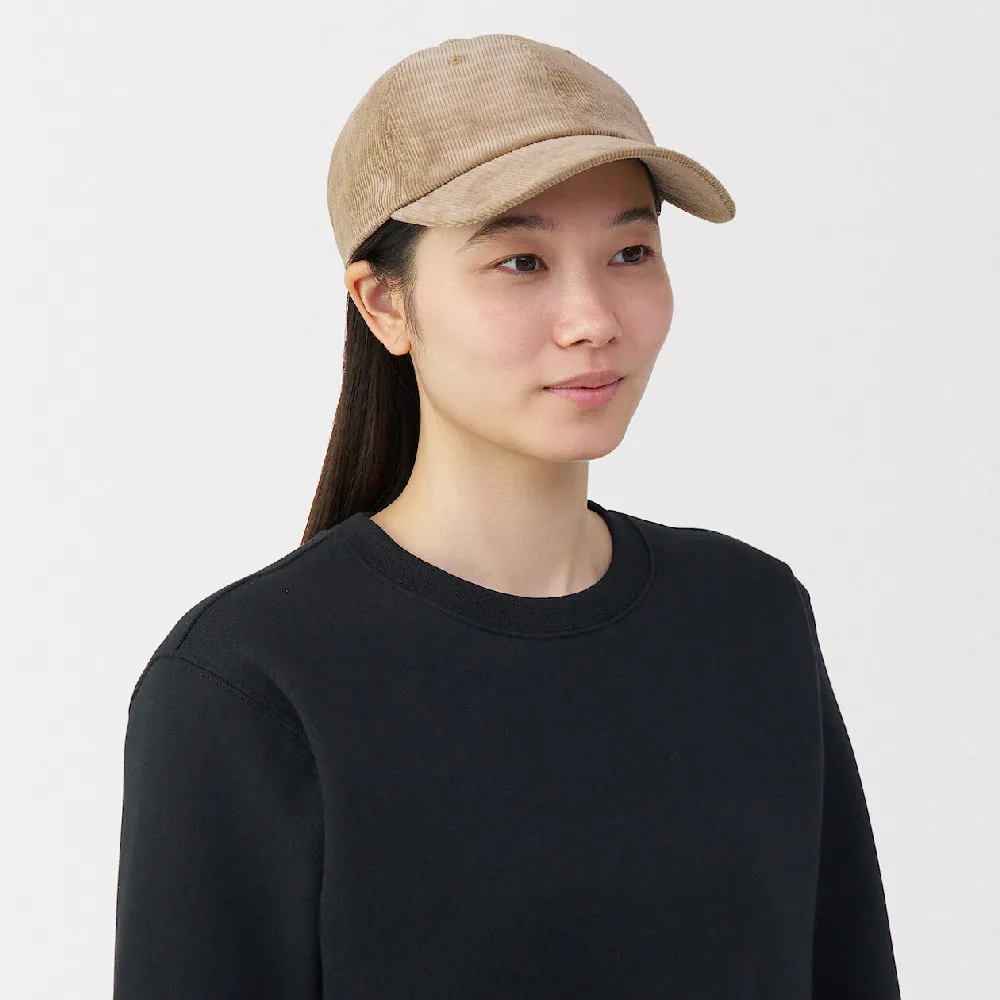 【MUJI 無印良品】吉貝木棉混燈芯絨棒球帽(米色/磚紅/黑色)