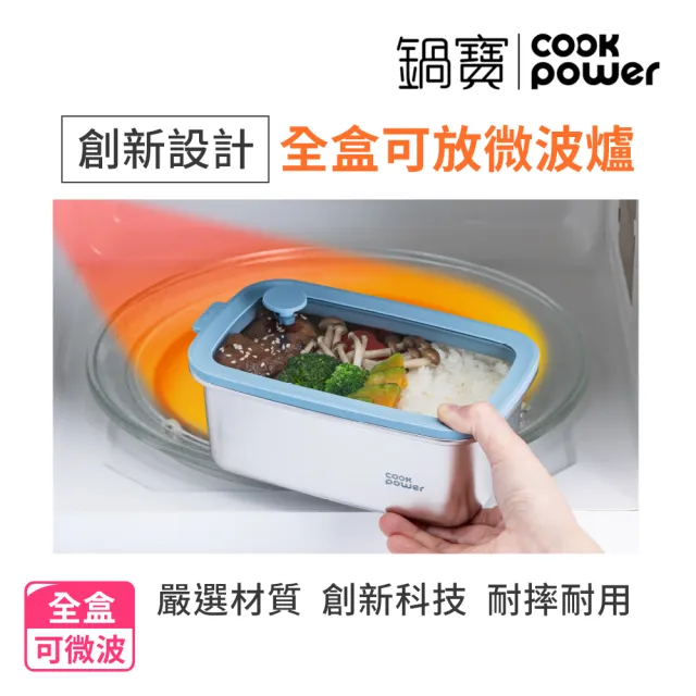 【CookPower 鍋寶】匠造2代鮮盾pro可微波不鏽鋼保鮮盒暢銷6件組(上蓋可微波)