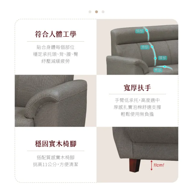 【IHouse】灰太郎 舒適減壓高回彈 貓抓皮沙發(4人座)