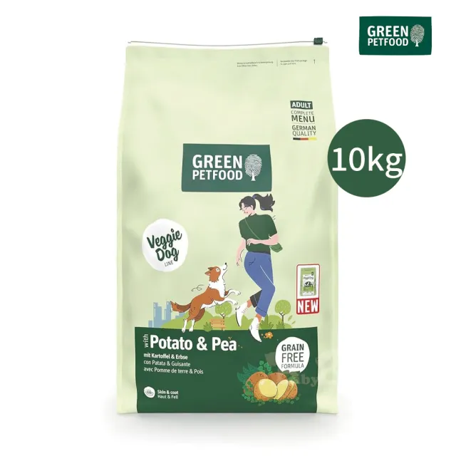 【Green Petfood 綠自然】即期良品 機能素食 馬鈴薯+豌豆 無穀低敏成犬飼料 10KG(綠色食品 效期20270226