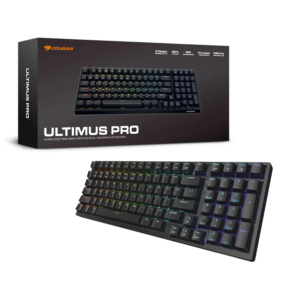 【COUGAR 美洲獅】ULTIMUS PRO 無線三模 機械軸鍵盤(有線/2.4GHz無線/藍牙/鍵帽有注音)