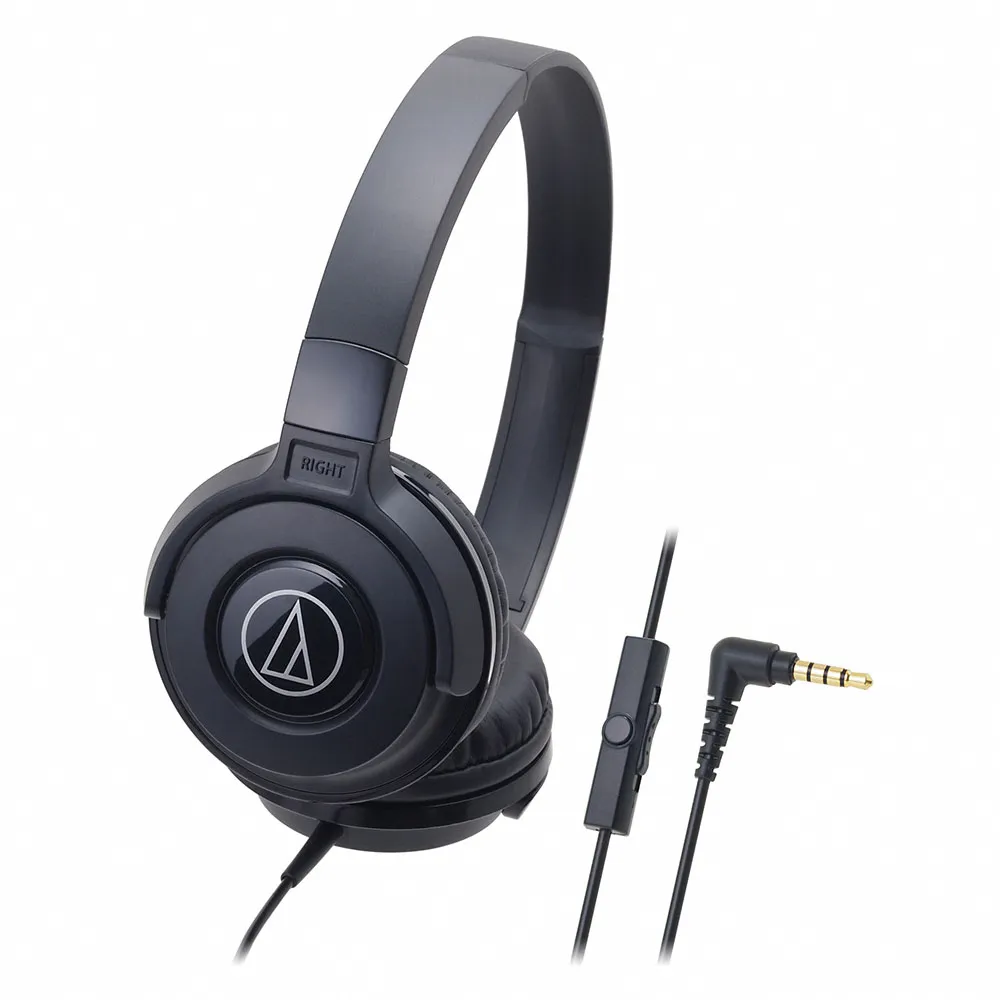 【audio-technica 鐵三角】ATH-S100iS 智慧型手機用DJ風格可折疊式頭戴耳機(黑)