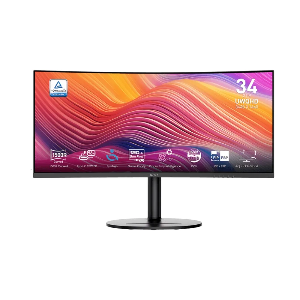 【MSI 微星】Modern MD342CQP 34型 VA UWQHD 120Hz 2K 美型曲面螢幕(Type-C/內建喇叭/TUV護眼)