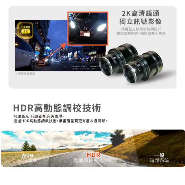 【LOOKING 錄得清】旗艦款 Vision 幻視500  2K高清 機車行車記錄器(星光夜視 HDR 500萬畫素 競速模式)