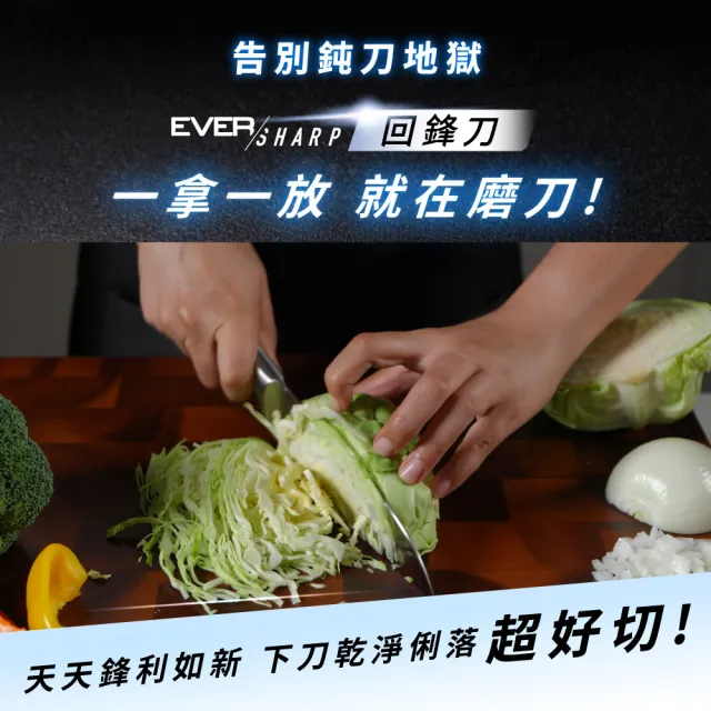 【Tefal 特福】Eversharp pro回鋒刀主廚刀16.5CM/含自動磨刀座(募資破300萬)