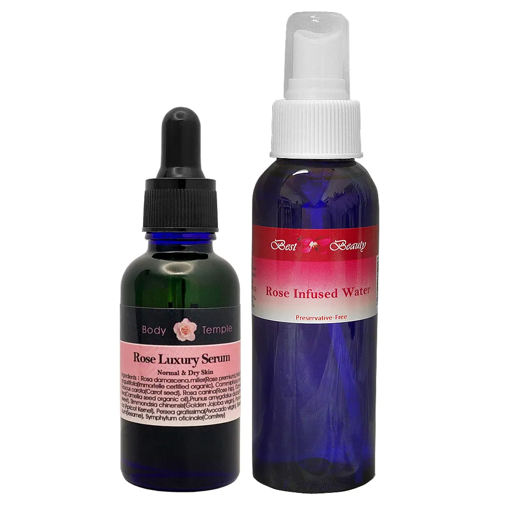 【BodyTemple 身體殿堂】玫瑰精油精華液30ml+玫瑰純露100ml(玫瑰保養組合)