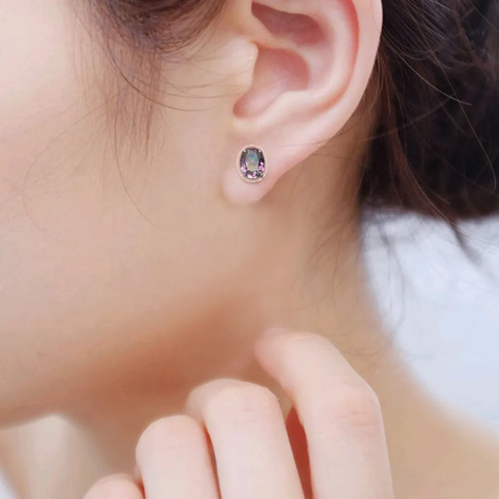 【City Diamond 引雅】『黑耀秘語』鉑金日本拓帕石2克拉 橢圓鑲邊耳環 優化處理(東京Yuki系列)