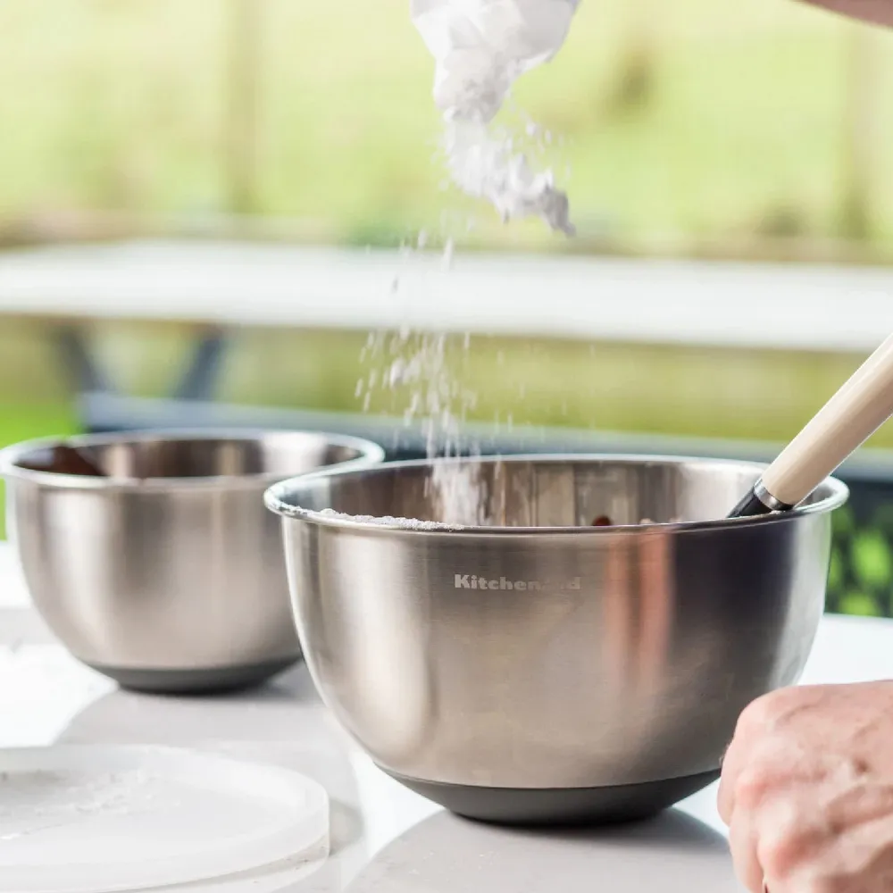 【KitchenAid】美國 附蓋不鏽鋼止滑深型打蛋盆2件  / 不鏽鋼攪拌盆 料理盆 洗滌盆 備料盆