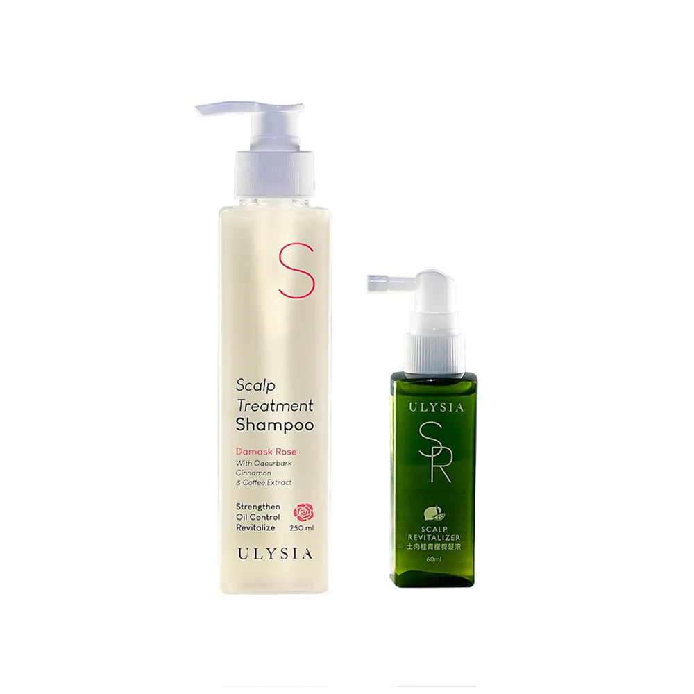 【ULYSIA】歐麗雅 頭皮淨化組2入(頭皮調理洗髮精X1－玫瑰精油/土肉桂青檬養髮液X1) 強健髮根 無矽靈 台灣製