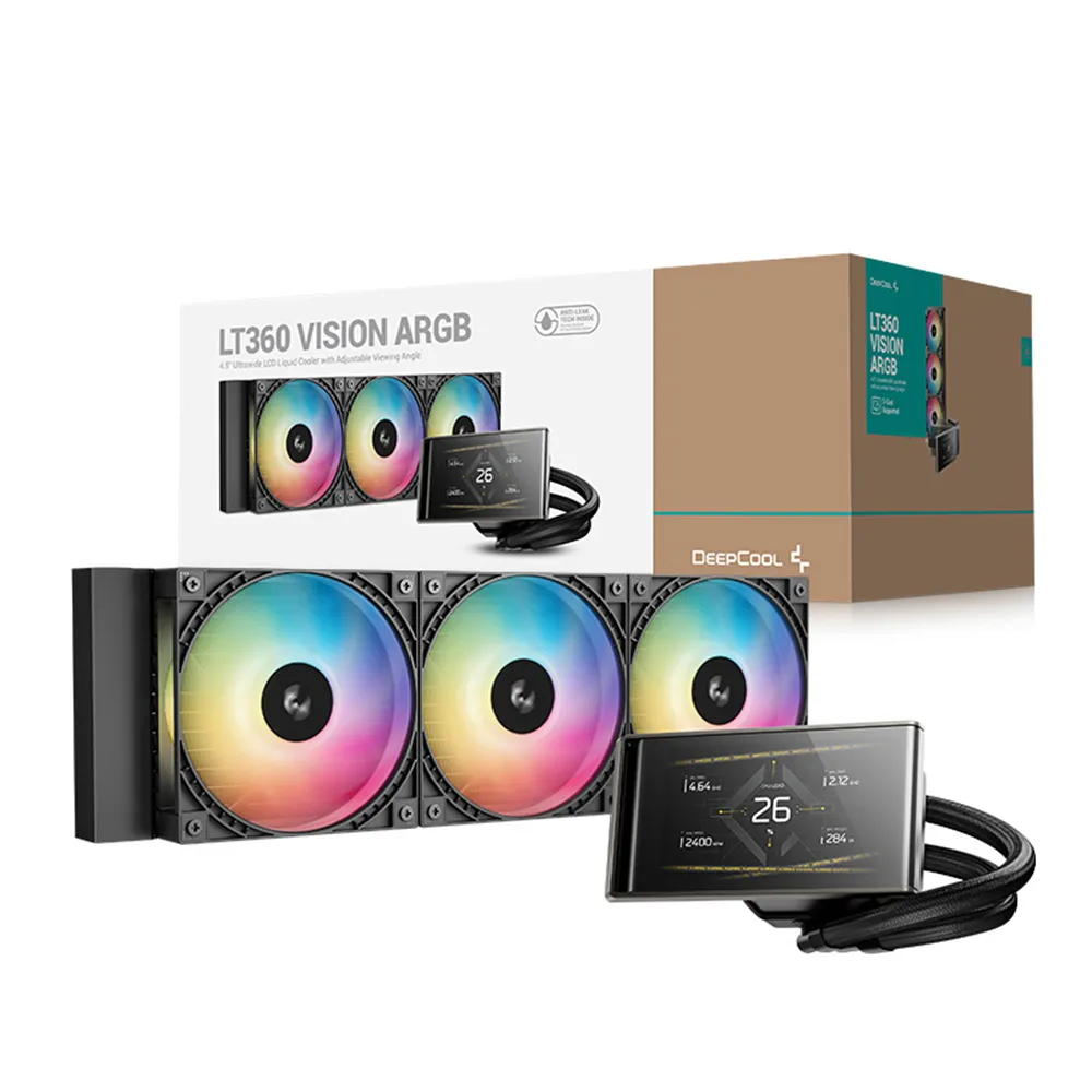 【DeepCool】九州風神 LT360 VISION ARGB 4.5 英吋 螢幕 CPU 360 水冷排 散熱器