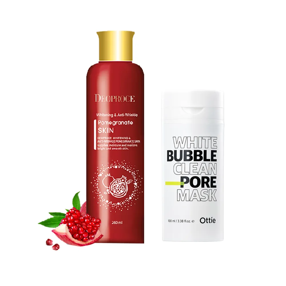 【DEOPROCE】加大容量紅石榴柔白保濕化妝水260ml(+Ottie神奇毛孔角質潔淨泡泡面膜100ml)