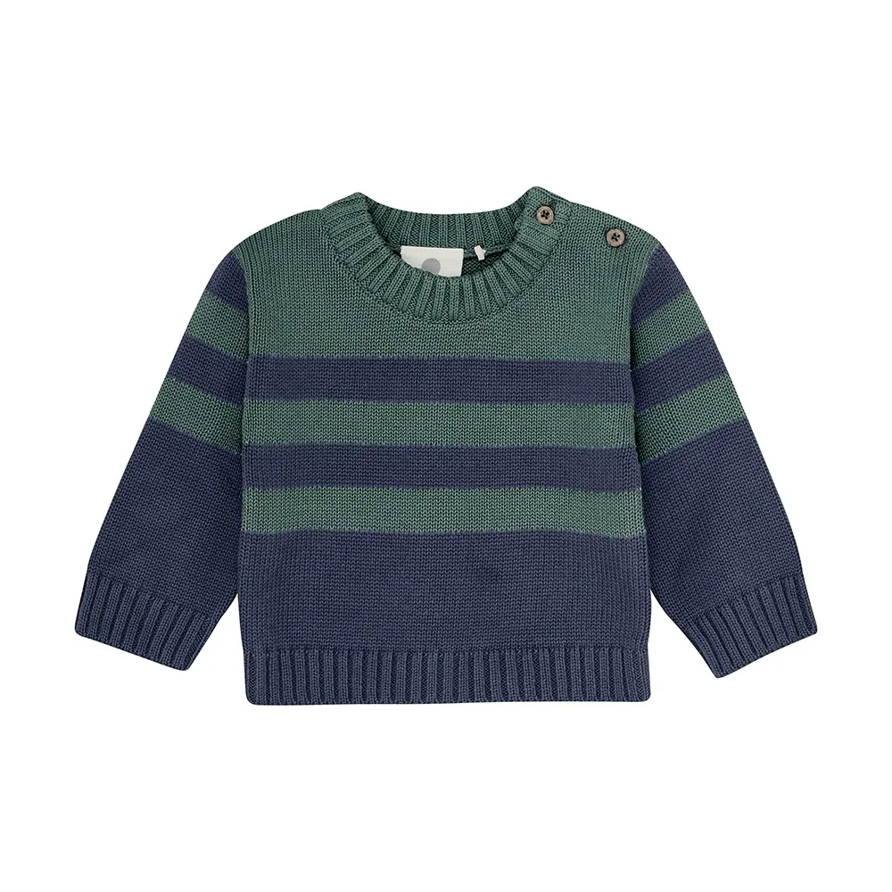 【Brands4Kids】藍綠條紋長袖針織上衣_ENFANT系列(4種尺寸可選)