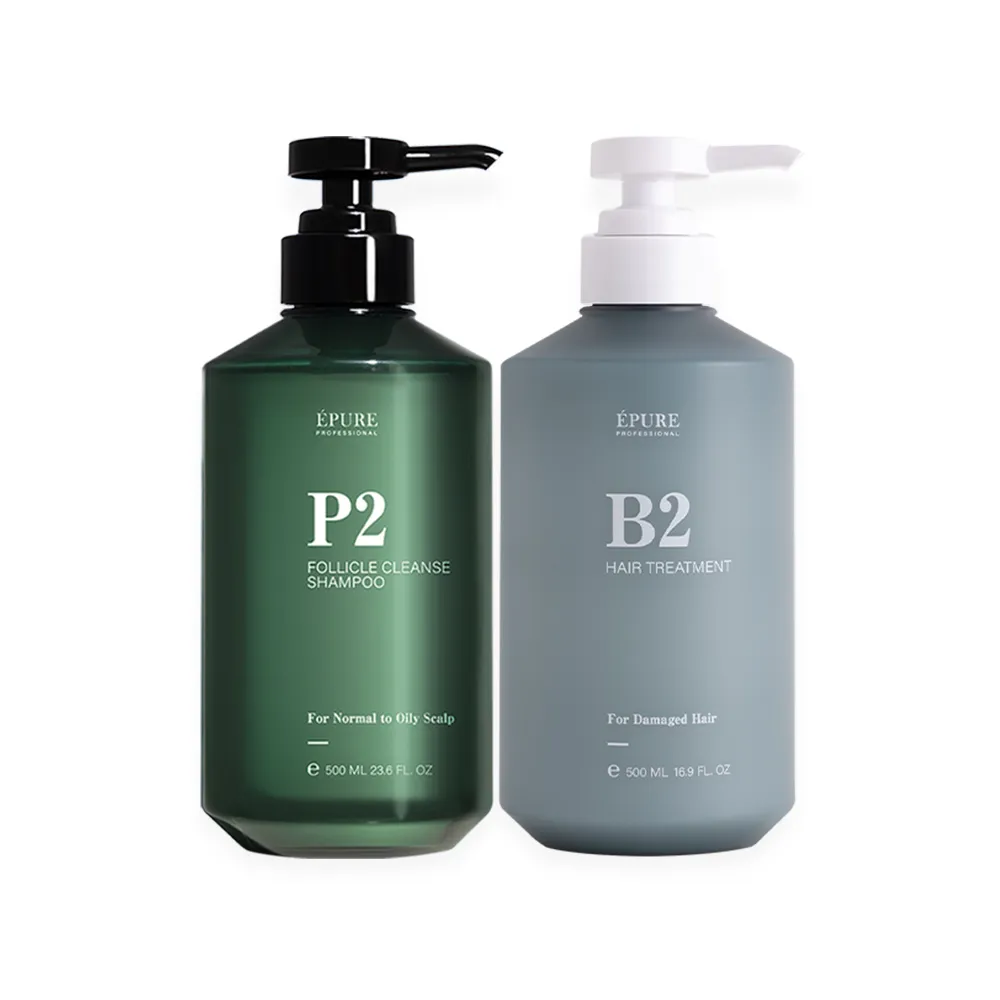 【EPURE】養髮洗護組2入 (P2洗髮露500ml+B2護髮素500ml)(深層清潔/瞬效修復/毛躁)