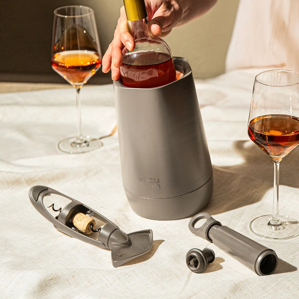 【VACU VIN】荷蘭 Host保冷冰桶+開酒抽真空組 石墨灰 / 開酒器 開瓶器 瓶塞 酒塞 冰酒桶 保冰桶